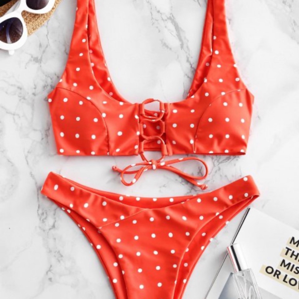 Zaful orange polka dot bikini